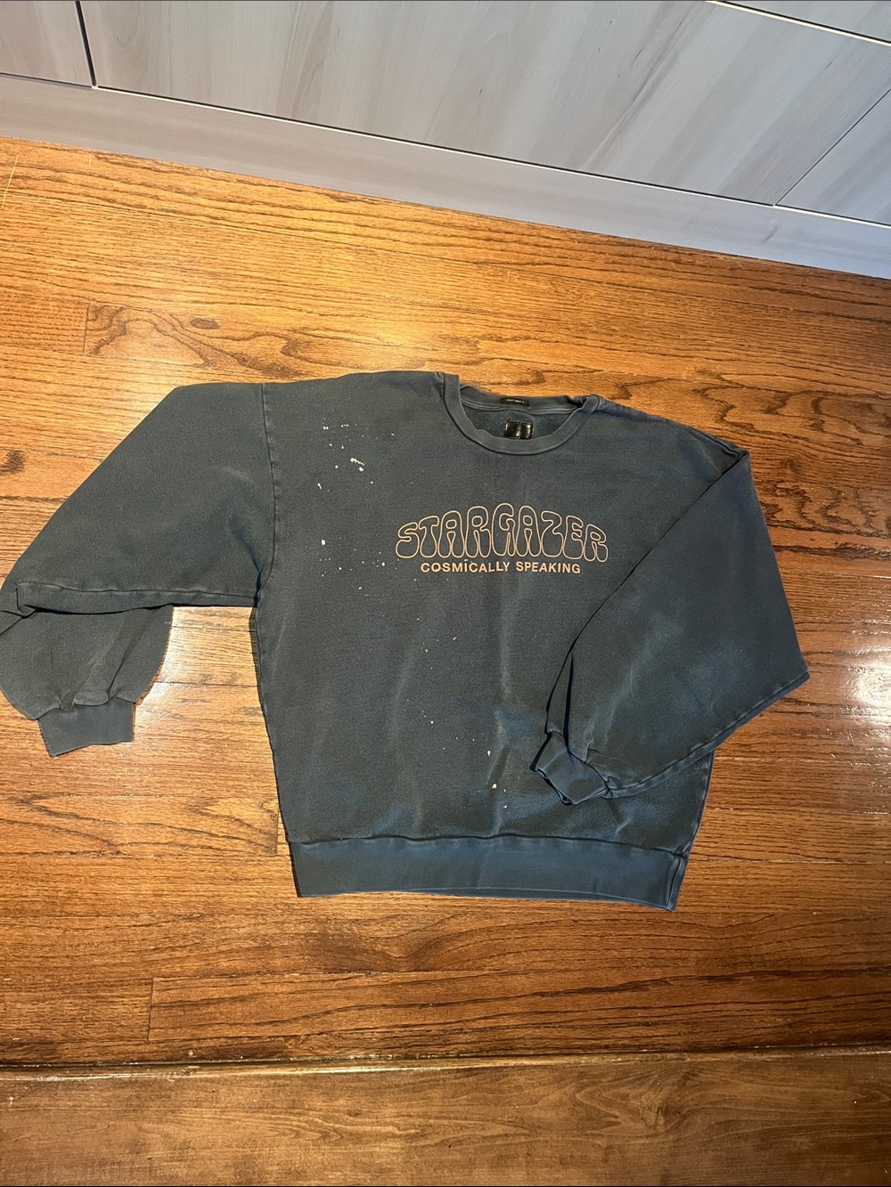 MOTHER Stargazer Crewneck Sweatshirt - Charcoal with Cream Print
